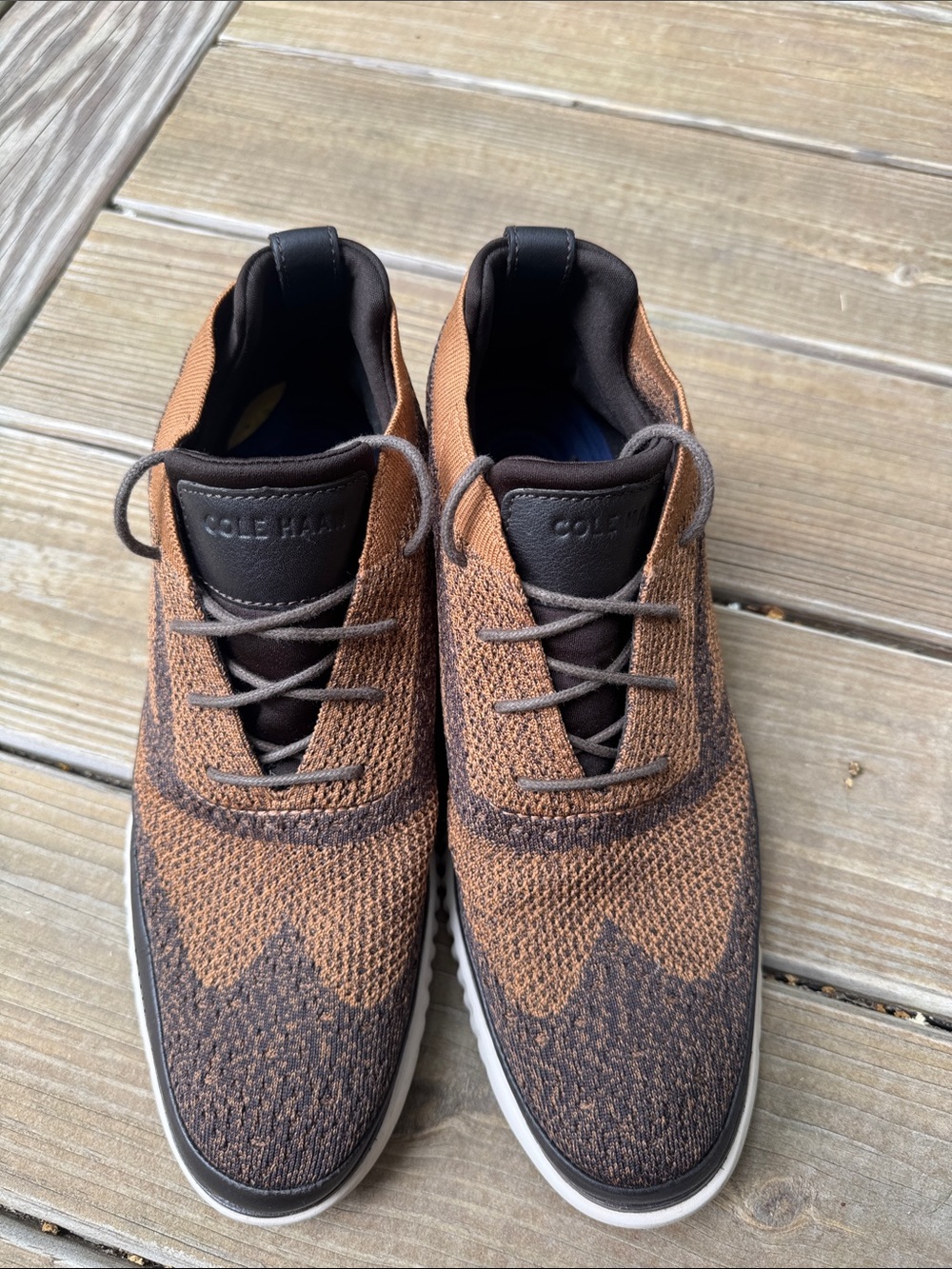 Cole Haan zero grand Men’s Brown and Dark Brown Knit Sneakers size 10